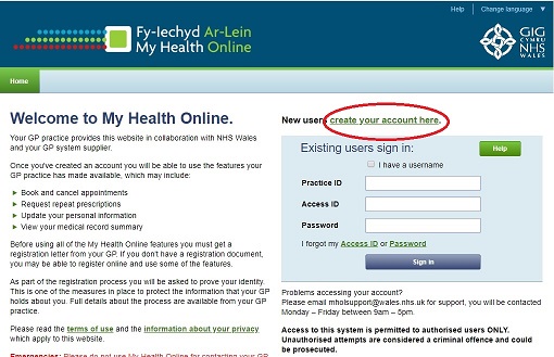 My Health Online - Register