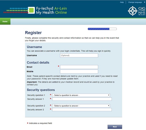 My Health Online - Register